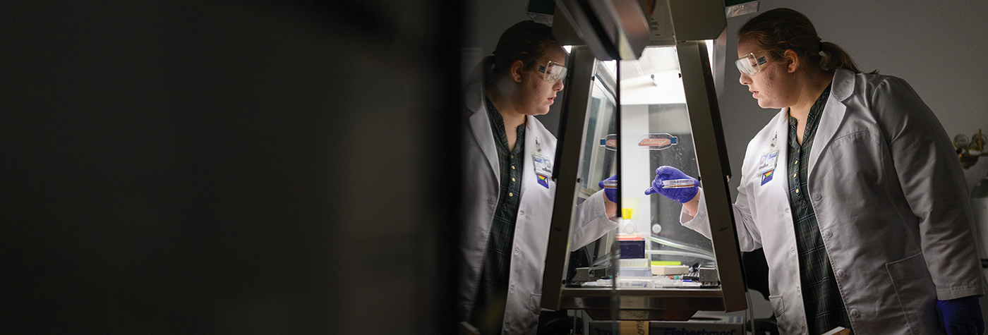 student in lab