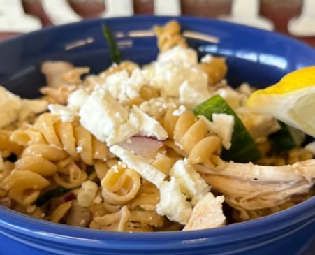 Mediterranean chicken pasta salad