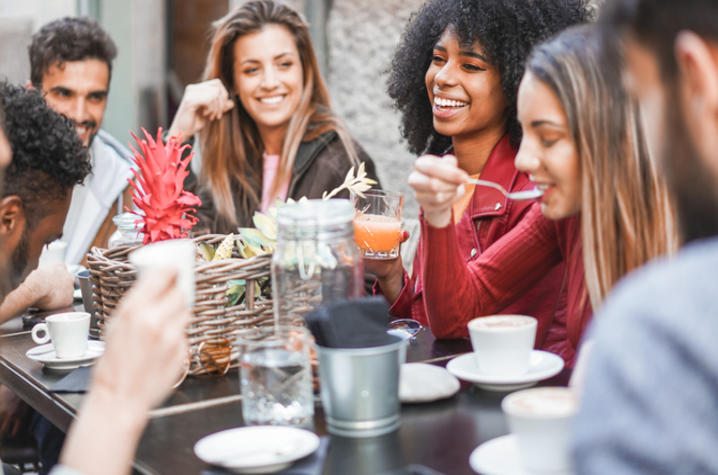 Friends at a table having lunch