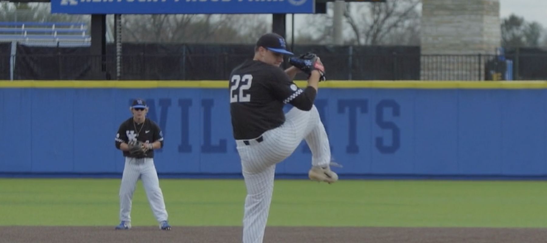 Dillon Marsh pitching for UK baseball. 