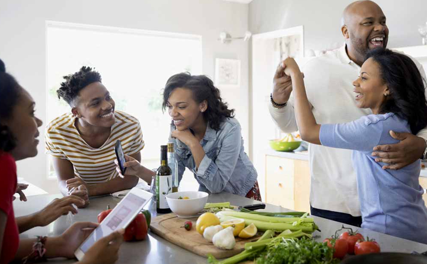 Family in kitchen