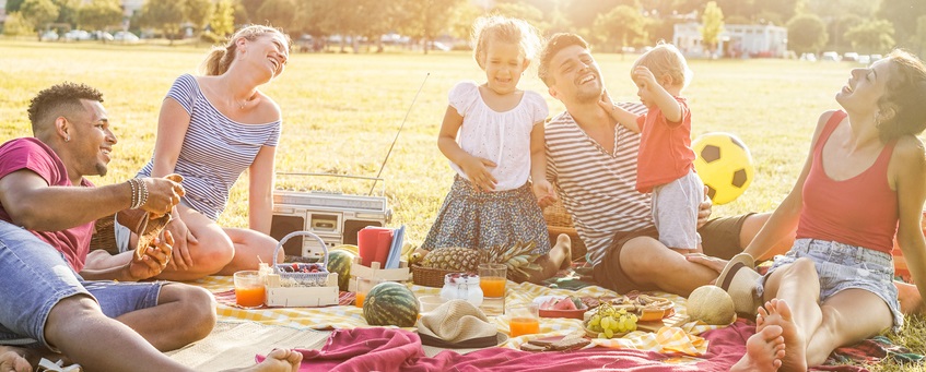 Friends having fun during a picnic