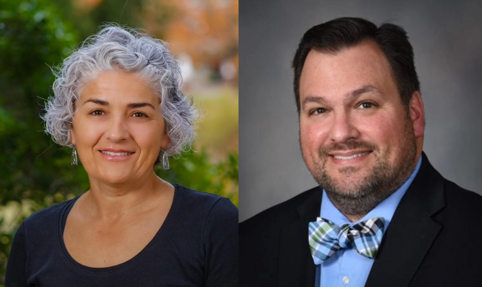 Head shots of Emma Adam, PhD, and Dr. John D'Orazio.