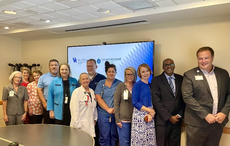 Members of the UK Gill Heart & Vascular Institute gather at a room in Ephraim McDowell Regional Medical Center