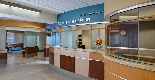 Check-in area at Makenna David Pediatric Emergency Center