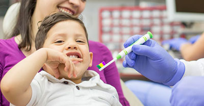 A boy at the dentist's office.