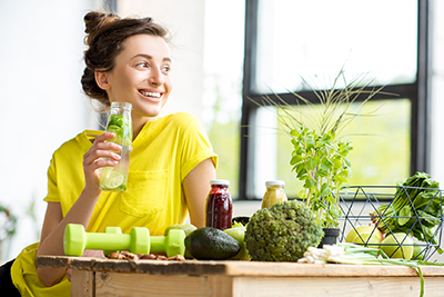 woman enjoying healthy food