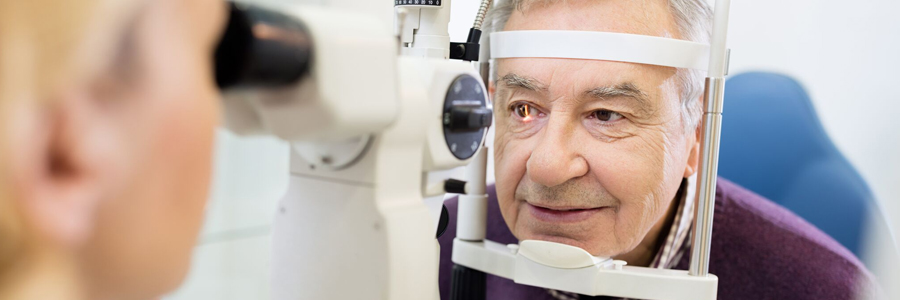 Man getting eyes examined