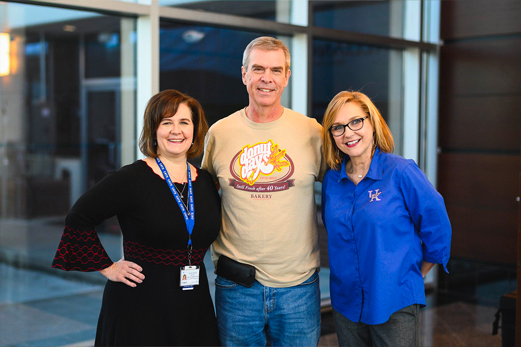 Fred Wohlstein with Barnstable Brown Diabetes Center diabetes educators Jennifer Cherolis, MLDE, RN, CDE, BSN, and Loraine Cira, MS, RD, LDE.