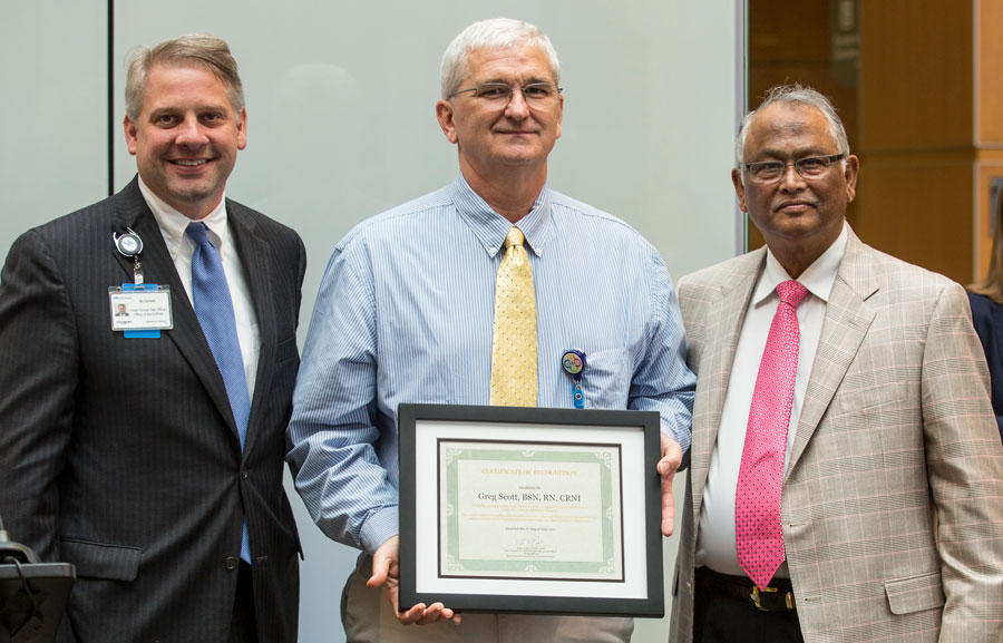 Greg Scott with Bo Cofield and Dr. Sibu Saha