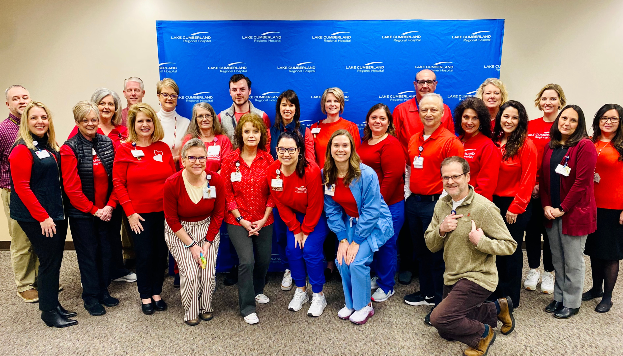 Members of Lake Cumberland Regional Hospital pose for a heart month collage.