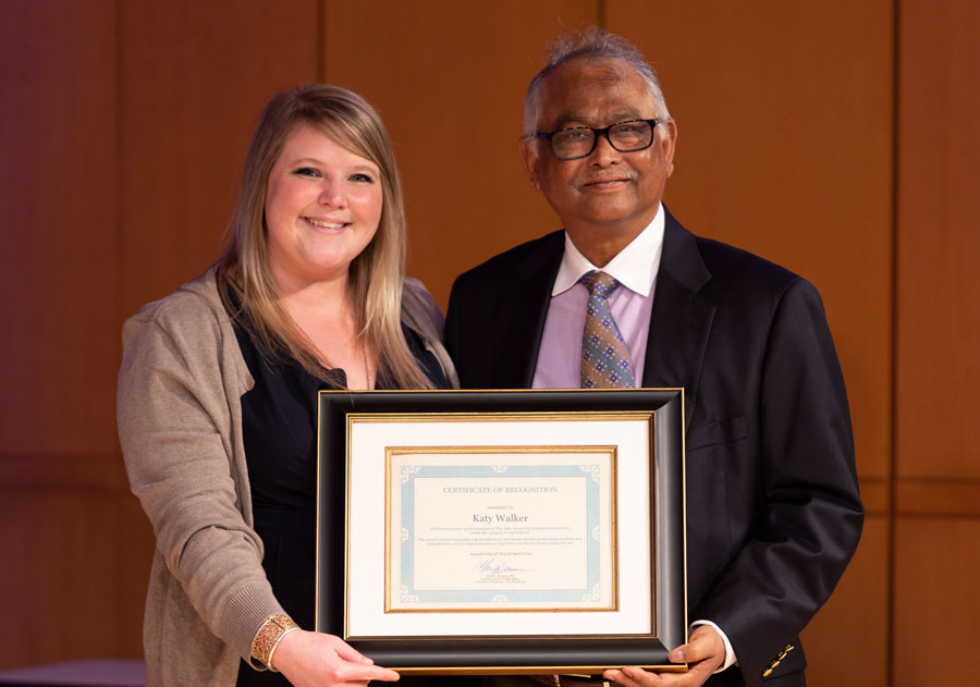 Katy Walker with Dr. Sibu Saha