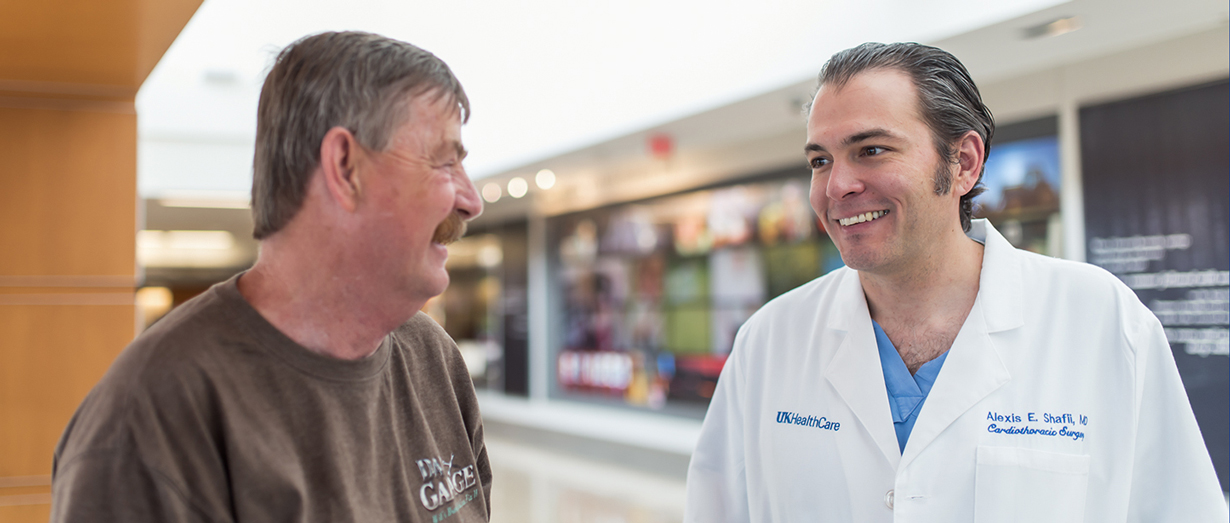 UK cardiothoracic surgeon Alexis Shafii, MD, with heart transplant recipient Reuben Ligon. Ligon refused to go anywhere else for the surgery.