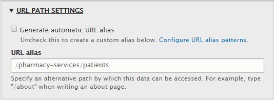 URL path settings