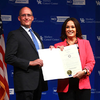 Lt. Gov. Colemen presents proclamation to Markey's Nathan Vanderford