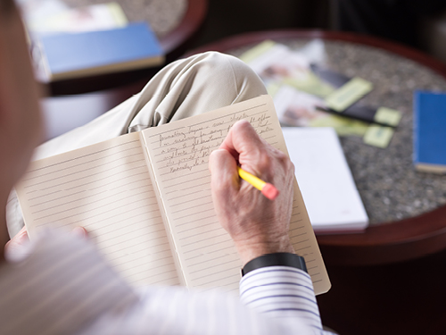 A patient writes in a journal