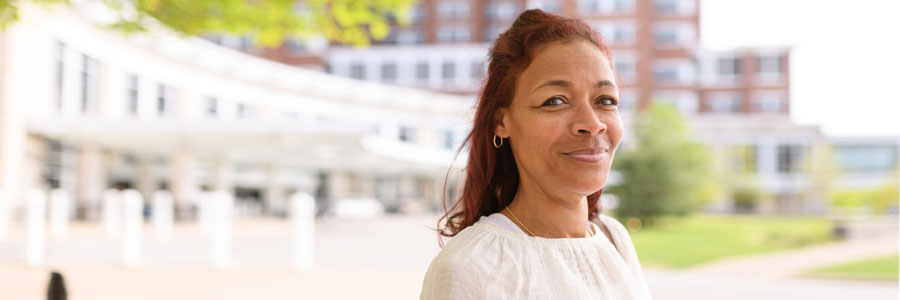 Nichole Creech, outside Albert B. Chandler Hospital.