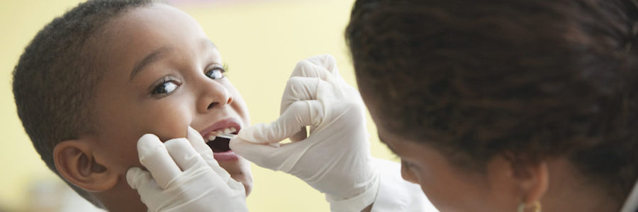 Child at a dental check-up.