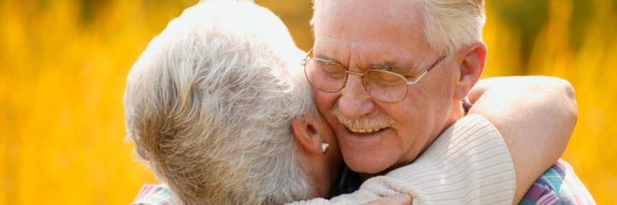 Senior couple embracing