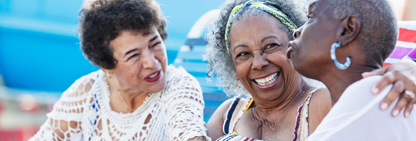 ladies cheerfully chatting