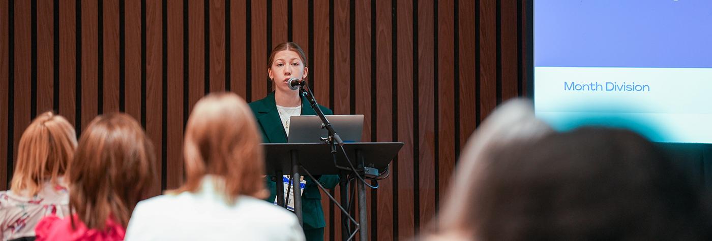 student giving a presentation