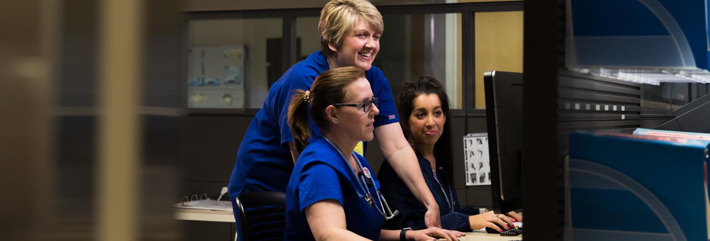 Nurses at computer