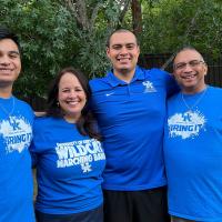 Adiel Nájera (third from left) poses for a photograph with his brother, mother and father.