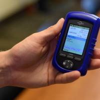 Dillon checks the readings on his digital glucose monitor.