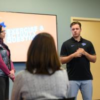 Dillon speaks to kids and families at the Barnstable Brown Diabetes Center about being an athlete with diabetes.